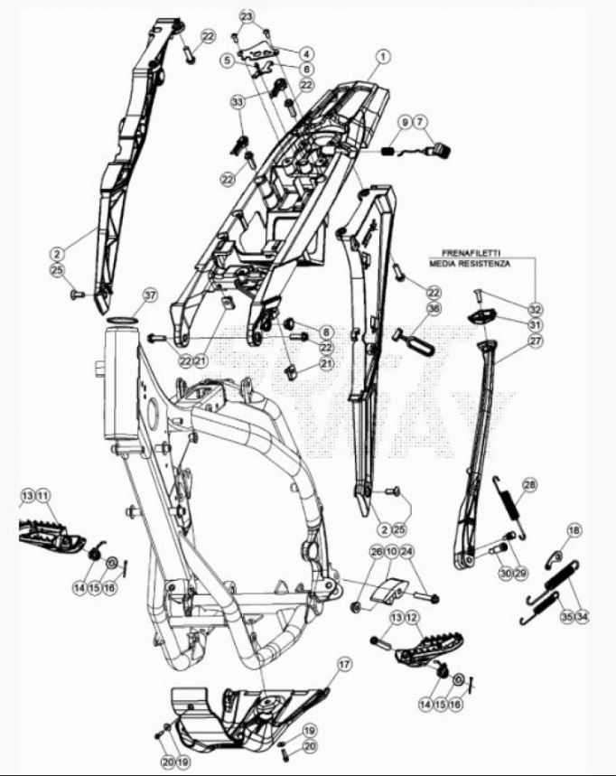Hoja del despiece · ACCESORIOS CHASIS 125-200 - 125 RACING 2T 20