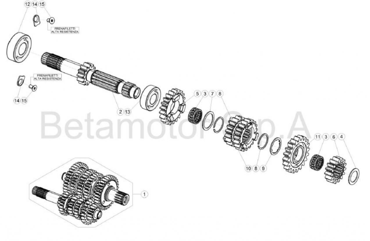 Hoja del despiece · ARBOL PRIMARIO 125-200 - 125 RACING 2T 20
