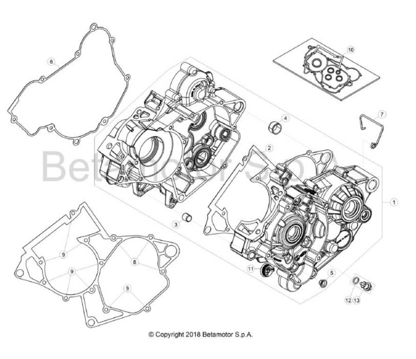 Hoja del despiece · CARTER COMPLETO 125-200-125 RACING 2T 20