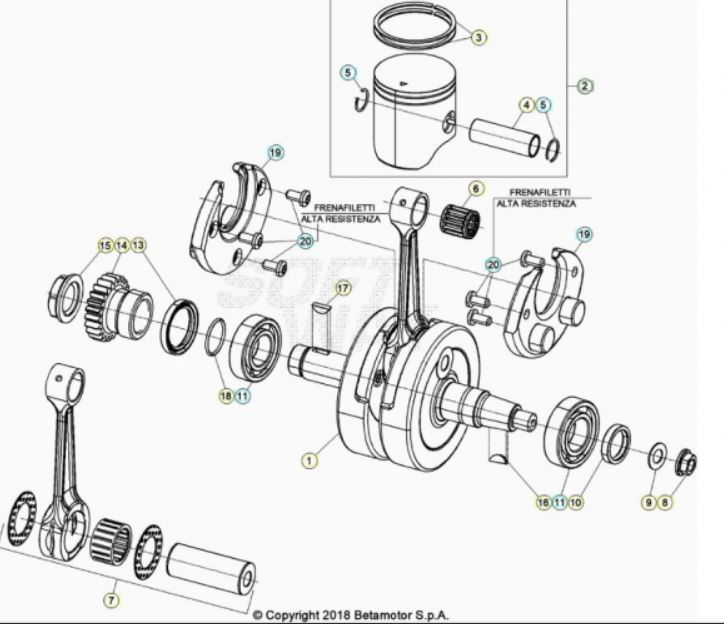 Hoja del despiece · CIGUENAL-PISTON 125-200 - 125 RACING 2T 20