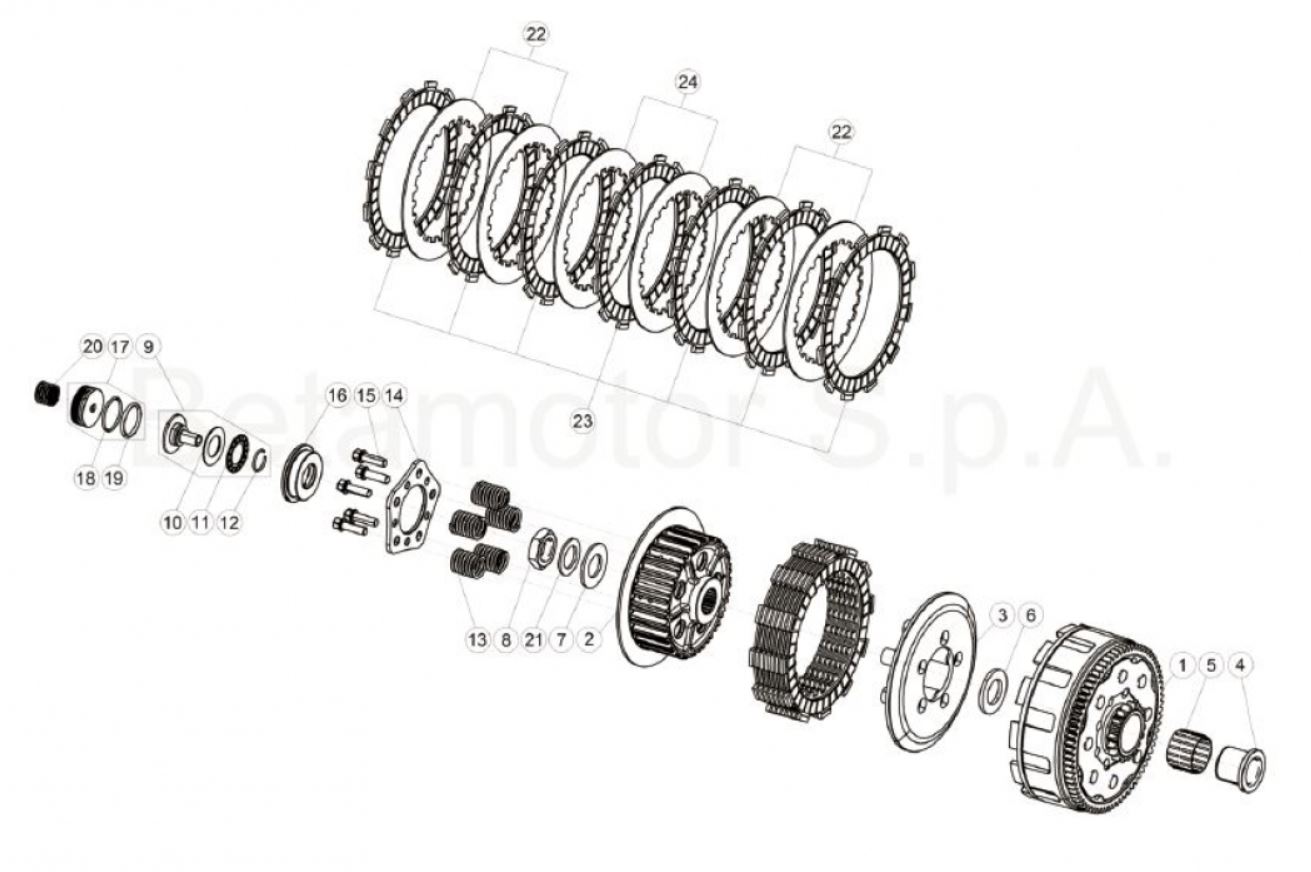 Hoja del despiece · EMBRAGUE 125-200 - 125 RACING 2T 20