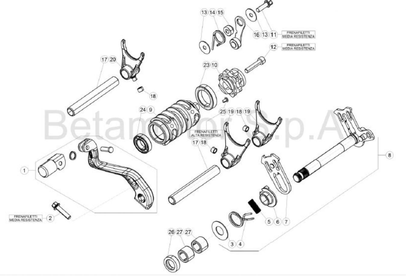 Hoja del despiece · PALANCA CAMBIO 125-200 - 125 RACING 2T 20