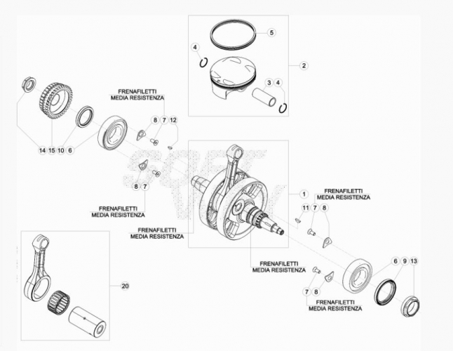 Hoja del despiece · CIGUEÑAL PISTON 4T 20