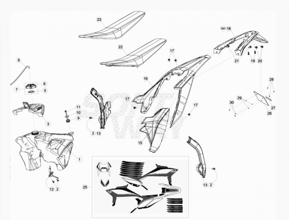 Hoja del despiece · PLASTICA POSTERIOR 4T 20