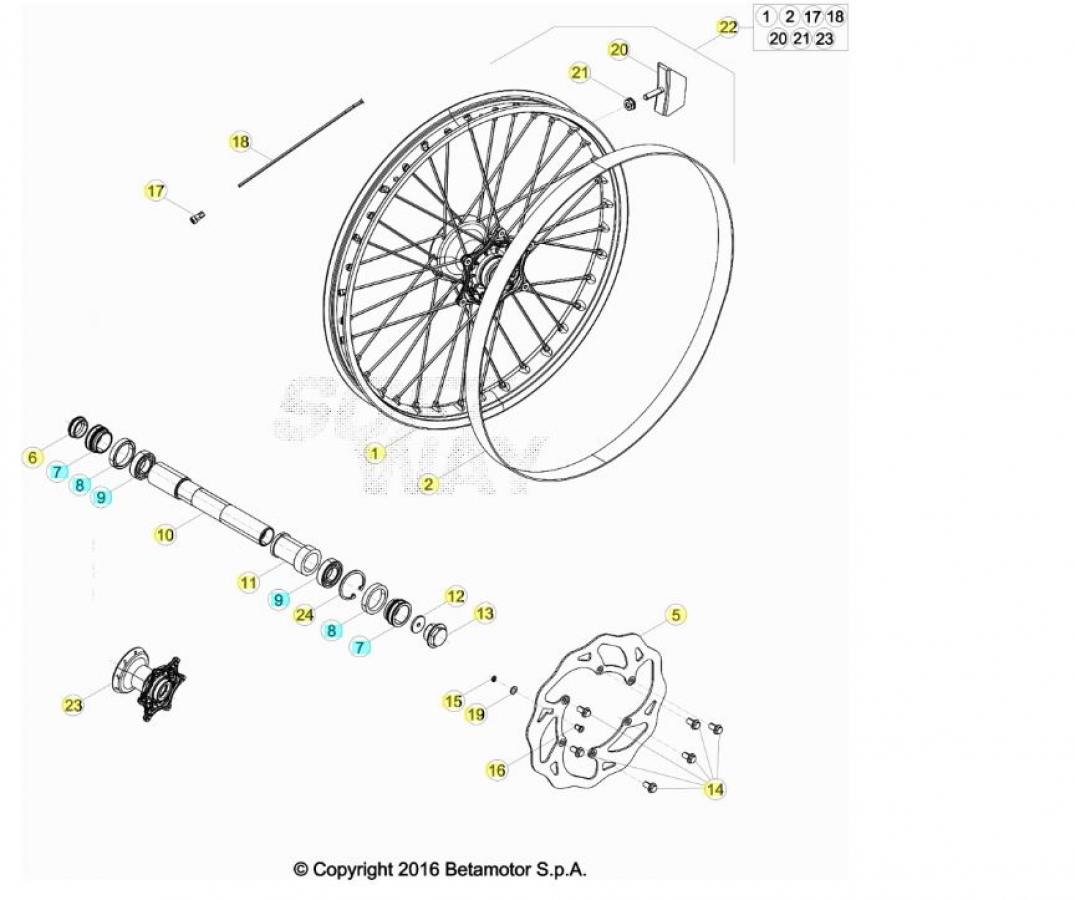 Hoja del despiece · RUEDA DELANTERA 25 RC 2T 2020