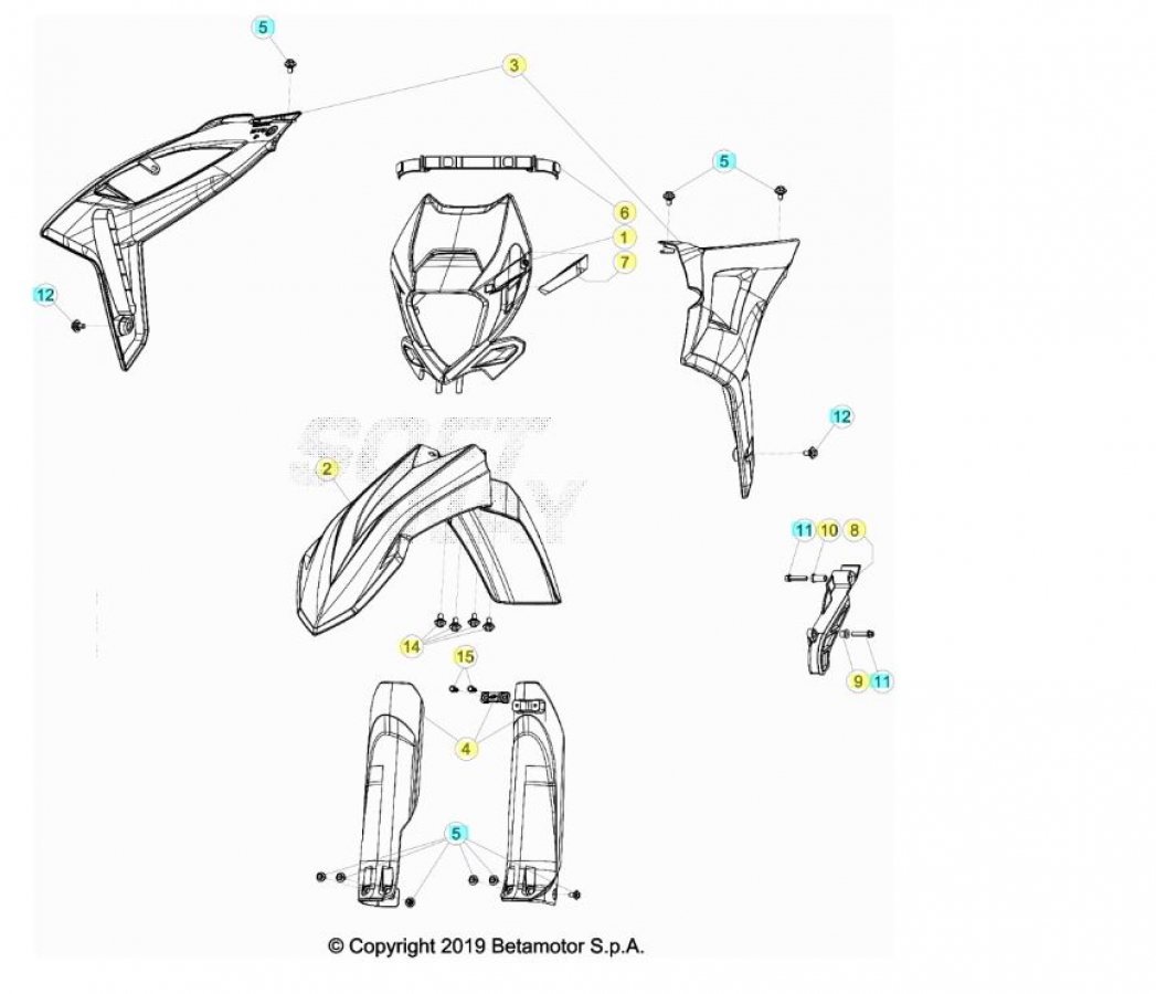 Hoja del despiece · PLASTICA ANTERIOR 29 RC 2T 2020