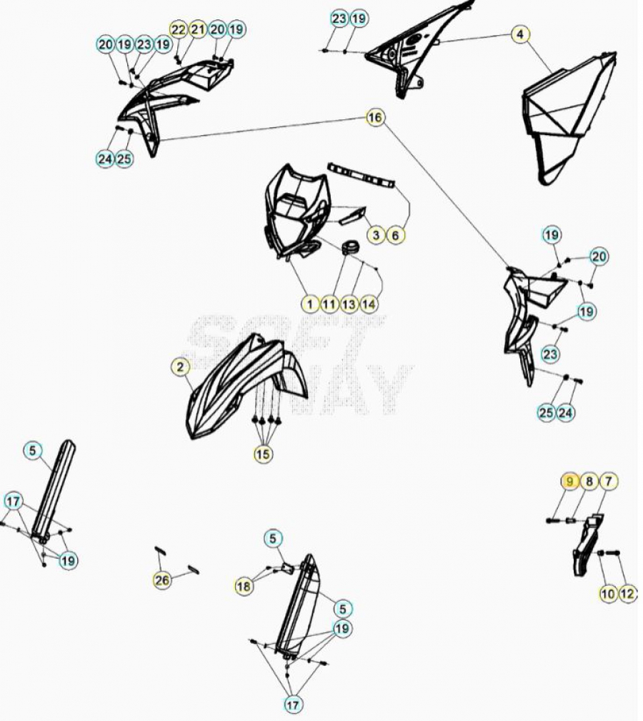 Hoja del despiece · PLASTICA ANTERIOR 28 2T XTRAINER 300
